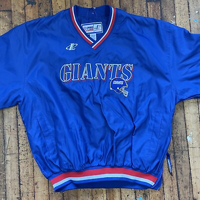 #ad Vintage NEW YORK GIANTS Embroidered Blue XL Logo Athletic Pro Line Pullover