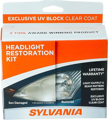 #ad SYLVANIA Headlight Restoration Kit Restore Sun Damaged Headlights UV Block Coat