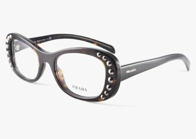 #ad New PRADA VPR21R 2AU 1O1 51mm HAVANA Studded Eyeglasses Frames Italy