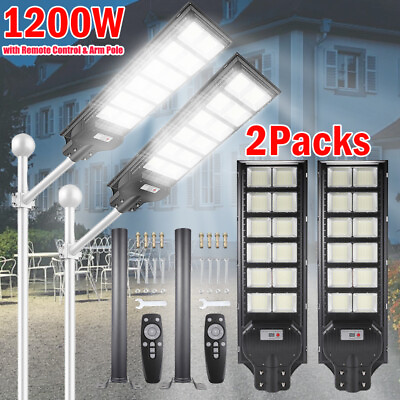 #ad Solar Street Lights Outdoor for Courtyards Gardens Garage Wall or Pole Mount