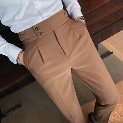#ad British Style Autumn New Solid High Waist Trousers Men Formal Pants 2024 High Qu
