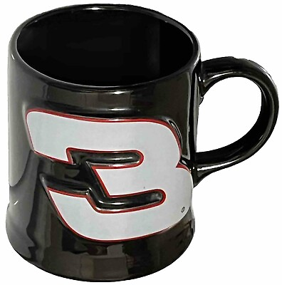 #ad Dale Earnhardt 3 Nascar Embossed Signature Mug Black Raised Autograph Coffee Cup