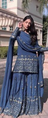 #ad NEW DESIGNER PAKISTANI AND INDIAN STYLE TOP AND PALAZZO WITH NEW STYLISH DUPATTA