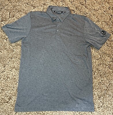 #ad Travis Mathew Polo Shirt Mens M Gray Pattern AOP Performance Logo Golf