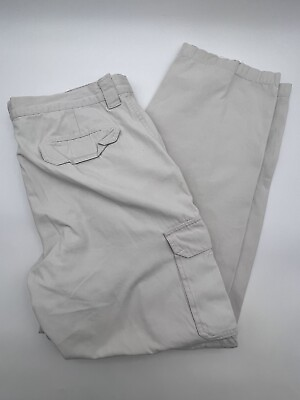 #ad Magellan Convertible Pants Fishing White Cargo Zip Legs 100% Cotton Size 38x29