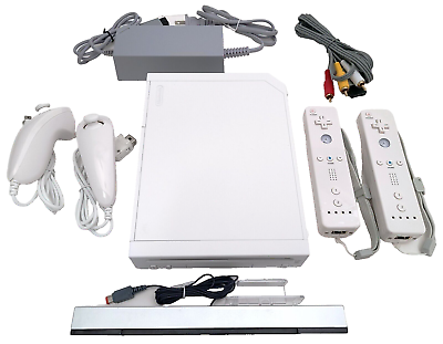 #ad Nintendo Wii Game System Console with 2 REMOTES Bundle ALSO PLAYS GAMECUBE Games