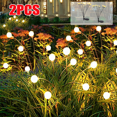 #ad 2 Pack Warm 8 LED Solar Firefly Light Waterproof Garden Landscape Swaying Lamp