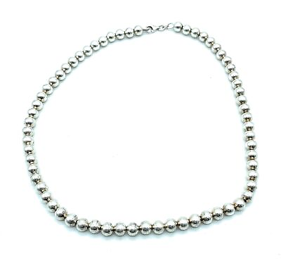 #ad Classic Sterling Silver Bead Ball Necklace 15in.