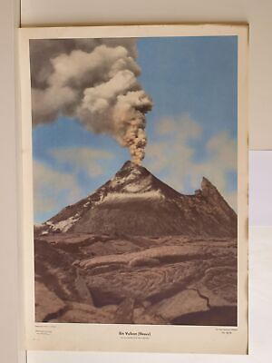 #ad Volcano Vesuvius Golf Naples Italy Wolke Outburst Pompeii 1956 Schulwandbild