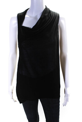 #ad Helmut Lang Womens Cowl Neck Sleeveless Top Blouse Black Size Small