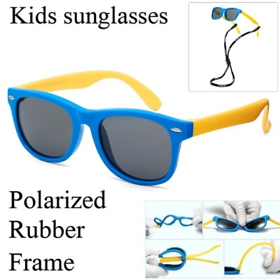 #ad Polarized Kids Sunglasses Boys Girls Children Flexible Glasses Age 3 12