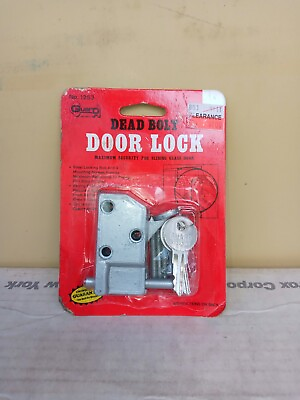 #ad Vtg Nos GUARD SECURITY DEADBOLT DOOR LOCK for SLIDING GLASS DOOR No. 1253 New