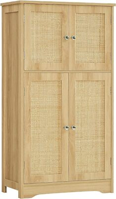 #ad Storage Cabinet Rattan Cabinet with 4 Rattan Doors amp; Adjustable Shelf