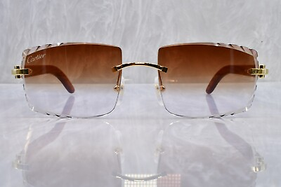 #ad Cartier rimless Wood Tulip bubinga sunglasses glasses c decor Diamond cut