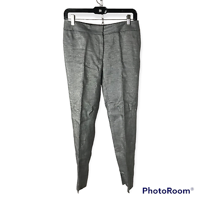 #ad Talbots Women#x27;s 6 Silver Linen amp; Metallic Fiber Signature Capri Pants With Pleat