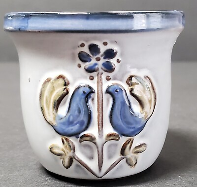 #ad VTG Bonn 1982 Tiny Pot Planter Dutch Partridges Floral Toothpicks Jam Salt Cup