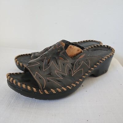 #ad Ariat Womens Embroidered Wedge Sandals Size 8 Brown Black