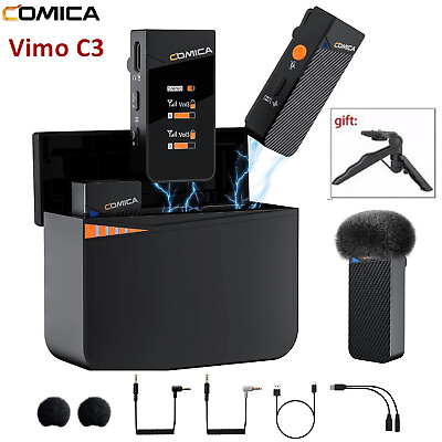 #ad Comica Vimo C C3 Dual Channel 2.4G Wireless Lavalier Microphone Charging Case
