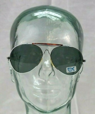 #ad Vintage Aviator sunglasses smoke tint with silver frames item number# SG002
