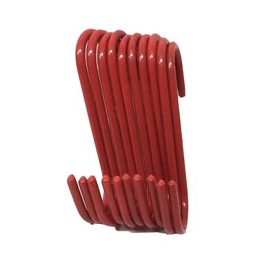 #ad Set of 10 pc S Shape Utility Hook Set Vinyl Coated or Chromed Wire Red Vinyl