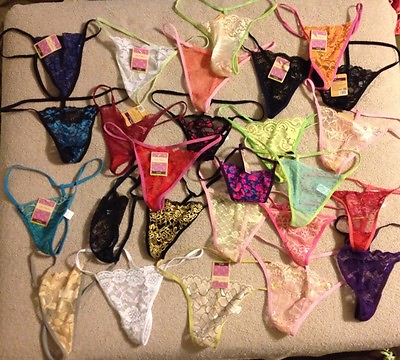 #ad Lot of 10 Panties Thongs G String T Back Sexy Stripper Exotic Secret Valentines