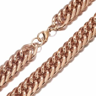 #ad Women Men#x27;s Rose Gold Stainless Steel Curb Cuban Link Chain Necklace or Bracelet