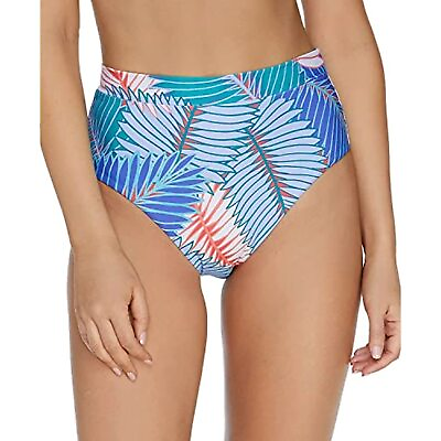 #ad $40 Raisins Womens Swimwear Medium Palm Print High Waist Bottom Size SM NWOT