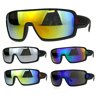 #ad Mens Kush Robotic Shield Color Mirror Plastic Oversize Sunglasses