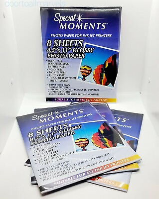 #ad Special Moments Glossy Photo Paper Ink Jet Large 8.5x11 Acid Free 10 Mil 32pcs