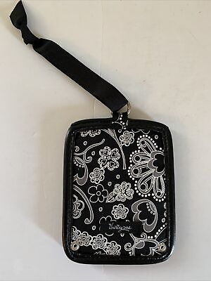 #ad Thirty One Luggage Tag in Black Paisley Parade EUC
