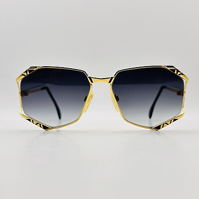 #ad CAZAL Sunglasses Ladies Angular Gold Black Vintage 90s Model 245 Top