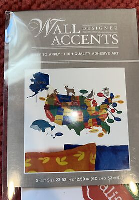 #ad Wall Designer Accents United States Map Peel and Stick Wall Decals