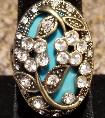 #ad Hurrem Sultan Turkish Gold tone Ring Turquoise amp; Gemstones Size 10 Jewelry