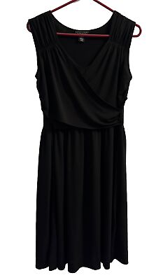 #ad Apostrophe Stretch Black Dress Womens Size Medium M Sleeveless Soft Stretchy