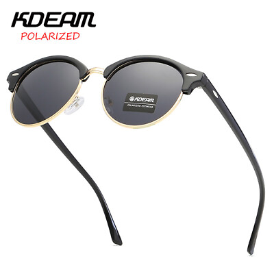 #ad KDEAM Classic Retro Round Half Frame Men Sunglasses Polarized Sunglasses Women