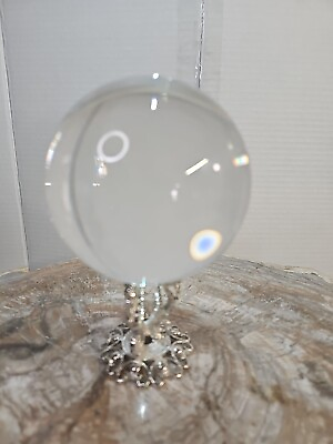 #ad 80mmStand Asian Rare Natural Quartz Clear Magic Healing Crystal Ball Sphere