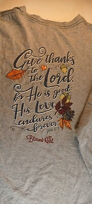 #ad Blessed Girl Women’s T Shirt Graphic Print Long Sleeve Adult XL Gray