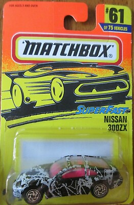 #ad 1997 Matchbox Superfast Nissan Black w Graphics 300ZX #61 1:64
