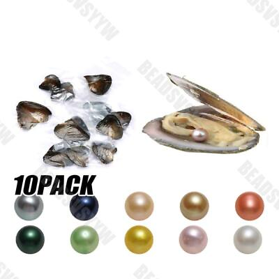 #ad 10pack Natural Akoya Pearl Oyster Real Pearl Freshwater Pearl 7 8mm Holiday Gift