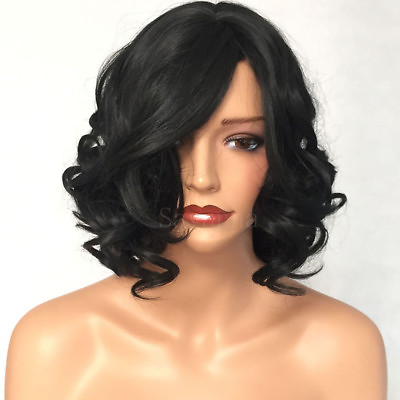 #ad Short Synthetic None Lace Wigs Black Color Full Hair Body Wave Wig Fashion Women