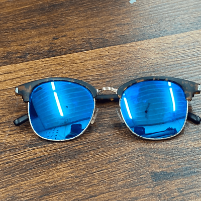 #ad Adult Unisex Blue amp; Brown Half Rimmed Mirrored Sunglasses One Size