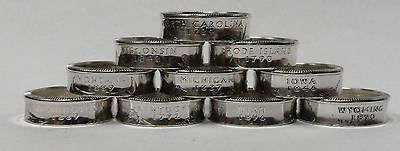 #ad Coin ring hand made from US SILVER PROOF STATE QUARTER IN SIZES 4 12