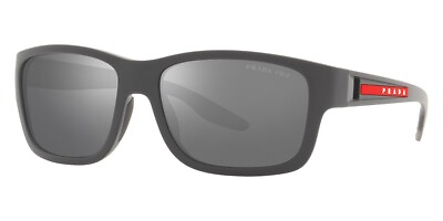 #ad PRADA LINEA ROSSA Sport Dark Gray Hydrophobic Rectangular Men Sunglasses PS01WS