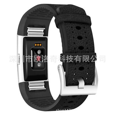 #ad 3 Colors TPU Leather Watch Band Wrist Bracelet For Fitbit Charge2 Smart Watch D