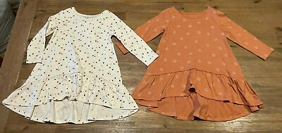 #ad 2 x Girls size 2 Long sleeve Cotton dresses Abstract amp; Geo Floral ANKO NEW 0699