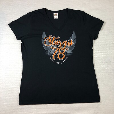 #ad Sturgis 2018 Motorcycle Harley Womens Top Size XL Black Crew Neck Short Sleeve $14.99