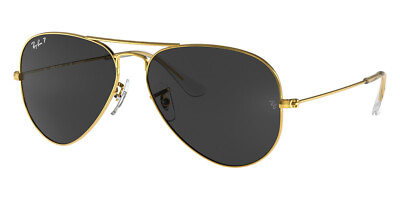 #ad Ray Ban Aviator Classic Gold Acetate Black Polarized Sunglasses RB3025 919648 62