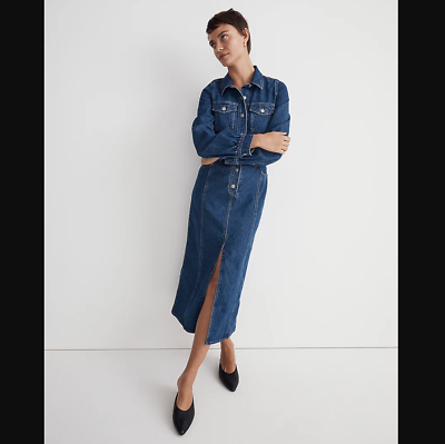 #ad Madewell NEW NWT Womens 14 Blue Denim Midi Shirtdress $49.99