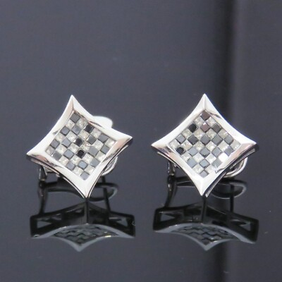 #ad NYJEWEL JPM 14k White Gold Big 2.3ct Black amp; White Diamond Omega Back Earrings