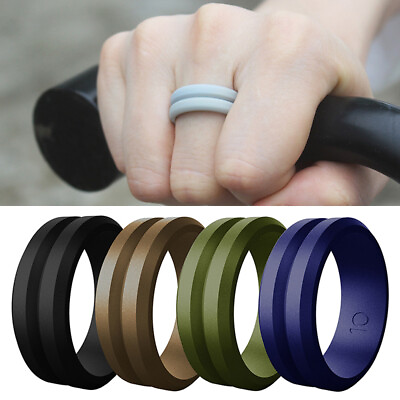 #ad Rubber Rings Silicone Ring 8mm Sports Rings Finger Rings Bands Men Women Rings $5.14